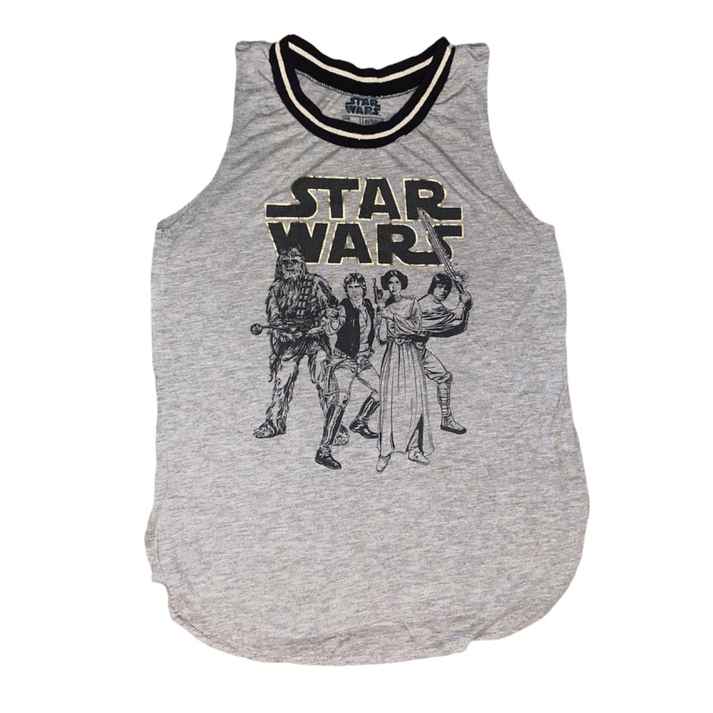 Fifth Sun Star Wars Gray Character Swing Tank Top sz M
